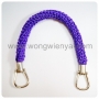หูกระเป๋าถักเชือกร่ม สีม่วง-ดิ้นทอง ห่วงเกือกม้าทอง