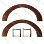 หูกระเป๋าไม้แท้ โค้ง น้ำตาล 1.2x23.5x10 cm.ห่วง 4 เหลี่ยมเงิน
